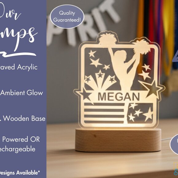 Personalized Cheerleader Night Light – Custom LED Lamp for Cheer Fans - Picture 3 of 8